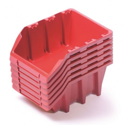 Sada 6 úložných boxů 24,9 × 15,8 × 21,3 cm, červená