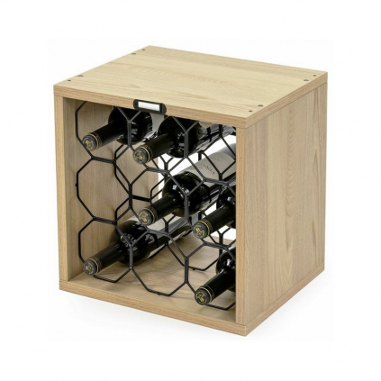 Stojan na víno Cube Vertical pro 9 lahví, dub