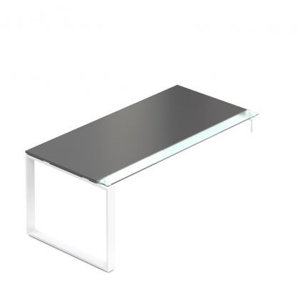 Stůl Creator 180 x 90 cm, bílá podnož, 1 noha, antracit