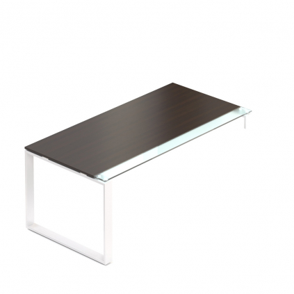 Stůl Creator 180 x 90 cm, bílá podnož, 1 noha, wenge