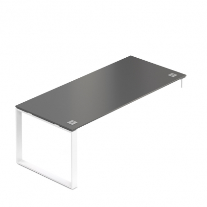 Stůl Creator 200 x 90 cm, bílá podnož, 1 noha, antracit