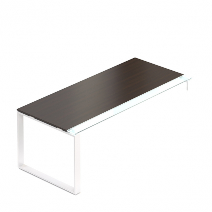 Stůl Creator 200 x 90 cm, bílá podnož, 1 noha, wenge