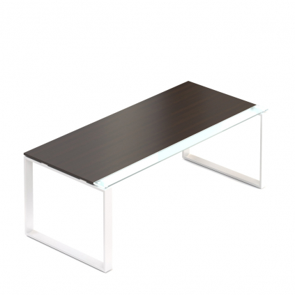 Stůl Creator 200 x 90 cm, bílá podnož, 2 nohy, wenge