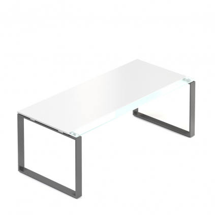 Stůl Creator 200 x 90 cm, grafitová podnož, 2 nohy, bílá