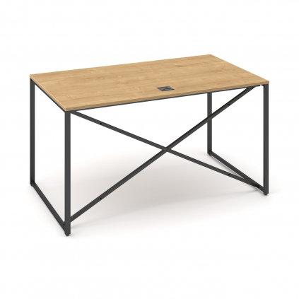Stůl ProX 138 x 80 cm, s krytkou, dub hamilton / grafit