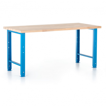 Výškově nastavitelný dílenský stůl 170 x 80 cm, modrá - ral 5012