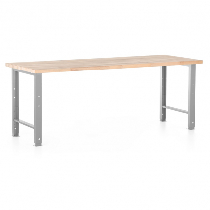 Výškově nastavitelný dílenský stůl 220 x 80 cm, šedá - ral 7038