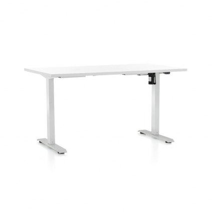 Výškově nastavitelný stůl OfficeTech A, 120 x 80 cm, bílá podnož, bílá