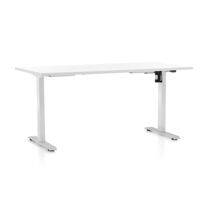 Výškově nastavitelný stůl OfficeTech A, 160 x 80 cm, bílá podnož, bílá