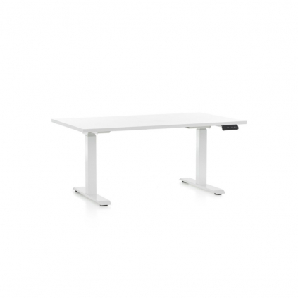 Výškově nastavitelný stůl OfficeTech C, 120 x 80 cm, bílá podnož, bílá