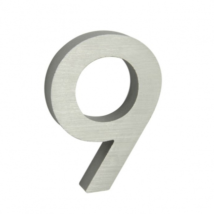 Domovní číslo "9", RN.100LV, broušené, stříbrná