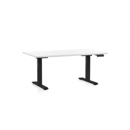 Výškově nastavitelný stůl OfficeTech D, 120 x 80 cm, černá podnož, bílá