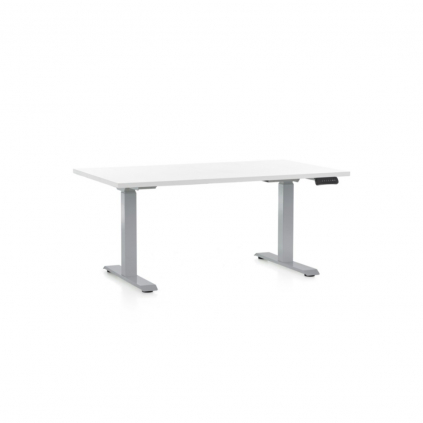 Výškově nastavitelný stůl OfficeTech D, 120 x 80 cm, šedá podnož, bílá