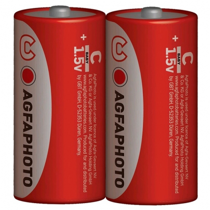 Zinková baterie AgfaPhoto R14/C, 1,5 V, 2 ks, zinková