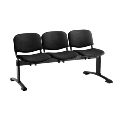 Čalouněná lavice ISO, 3-sedák - černé nohy, černá