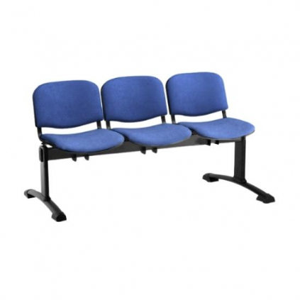 Čalouněná lavice ISO, 3-sedák - černé nohy, modrá