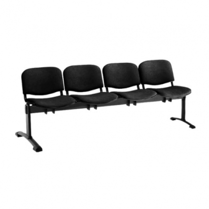 Čalouněná lavice ISO, 4-sedák - černé nohy, černá