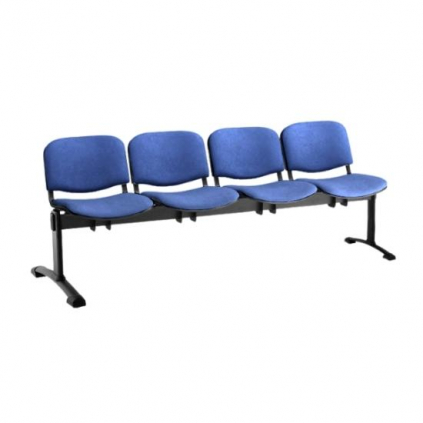 Čalouněná lavice ISO, 4-sedák - černé nohy, modrá