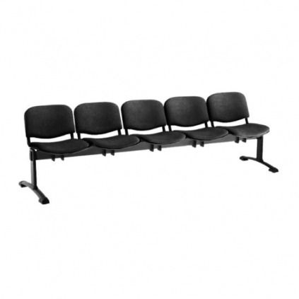 Čalouněná lavice ISO, 5-sedák - černé nohy, černá