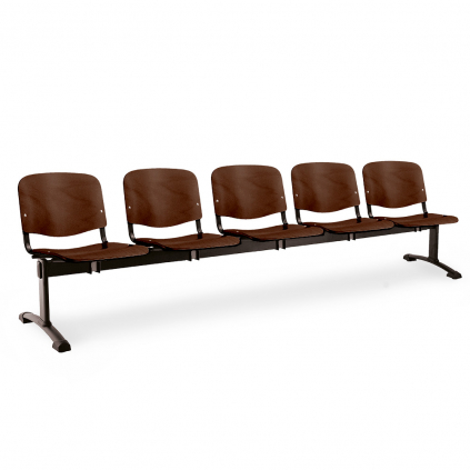 Dřevěná lavice ISO, 5-sedák - černé nohy, ořech