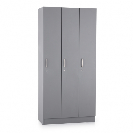 Dřevěná šatní skříňka Visio LUX - 3 oddíly, 90 x 42 x 190 cm, šedá