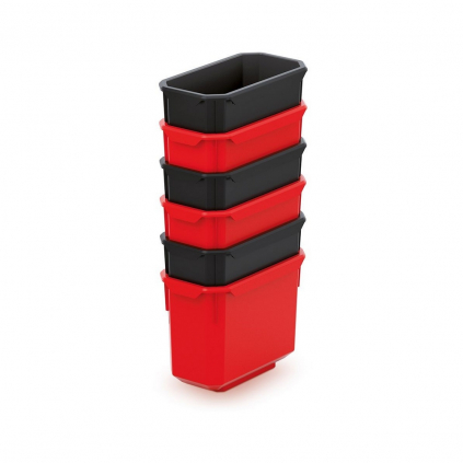 Sada 6 úložných boxů 14 × 7,5 × 28 cm, černá / červená