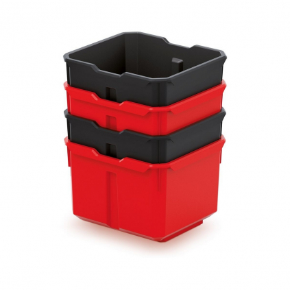 Sada 4 úložných boxů 15,7 × 14 × 21 cm, černá / červená