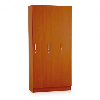 Dřevěná šatní skříňka Visio - 3 oddíly, 90 x 42 x 190 cm, třešeň