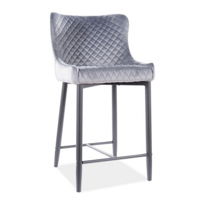 Barová židle Colin Velvet 2, šedá / černá