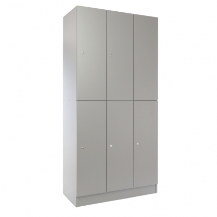 Dřevěná šatní skříňka Visio LUX - 6 boxů, 90 x 45 x 185 cm, cylindrický zámek, šedá