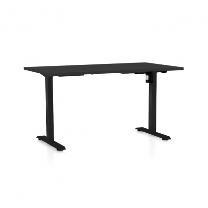 Výškově nastavitelný stůl OfficeTech A, 140 x 80 cm, černá podnož, černá