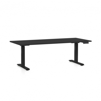 Výškově nastavitelný stůl OfficeTech D, 180 x 80 cm, černá podnož, černá