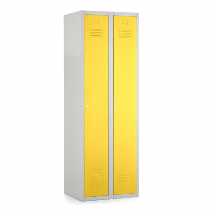 Kovová šatní skříňka, 60 x 50 x 180 cm, cylindrický zámek, žlutá - ral 1023