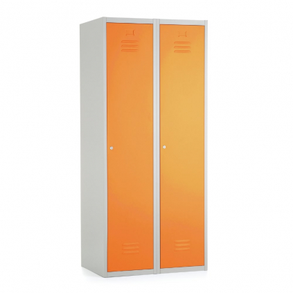 Kovová šatní skříňka, 80 x 50 x 180 cm, cylindrický zámek, oranžová - ral 2004