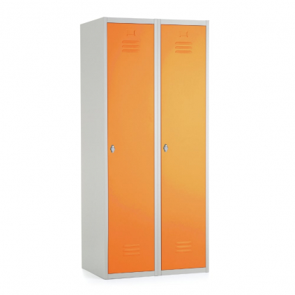 Kovová šatní skříňka, 80 x 50 x 180 cm, otočný zámek, oranžová - ral 2004