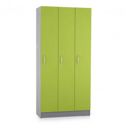 Dřevěná šatní skříňka Visio LUX - 3 oddíly, 90 x 42 x 190 cm, zelená