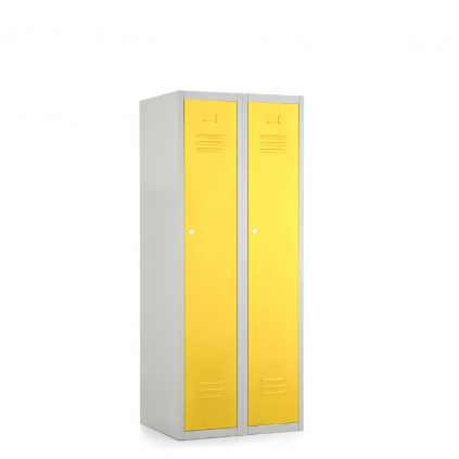 Kovová šatní skříňka, 60 x 50 x 150 cm, cylindrický zámek, žlutá - ral 1023
