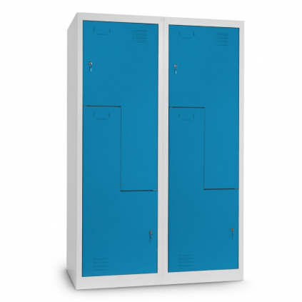 Kovová šatní skříňka Z, 120 x 50 x 180 cm, cylindrický zámek, modrá - ral 5012