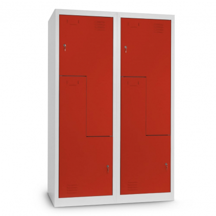 Kovová šatní skříňka Z, 120 x 50 x 180 cm, cylindrický zámek, červená - ral 3000