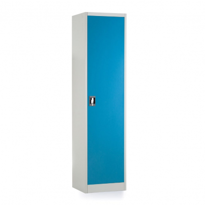 Univerzální kovová skříň, 50 x 40 x 185 cm, cylindrický zámek, modrá - ral 5012