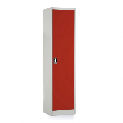 Univerzální kovová skříň, 50 x 40 x 185 cm, cylindrický zámek, červená - ral 3000