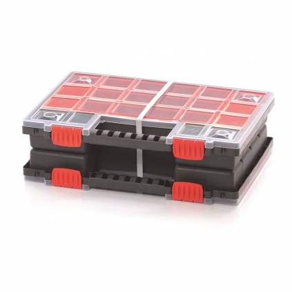 Dvojkufříkový organizér 34,4 × 24,9 × 10 cm, krabičky, červená