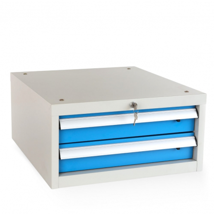 Skříňka pro dílenský stůl Solid, 2 zásuvky, modrá - ral 5012