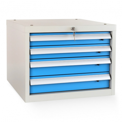 Skříňka pro dílenský stůl Solid, 4 zásuvky, modrá - ral 5012