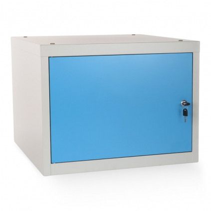 Skříňka pro dílenský stůl Solid, křídlové dveře, modrá - ral 5012