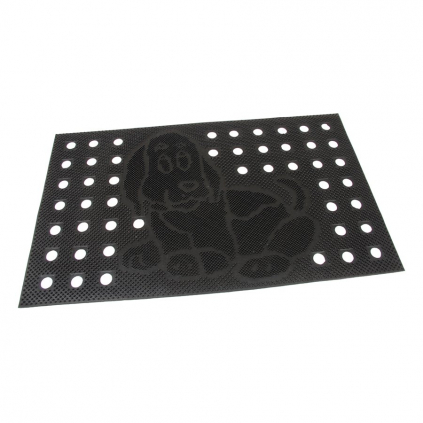 Gumová čisticí rohož Dog 45 x 75 x 0,7 cm, černá