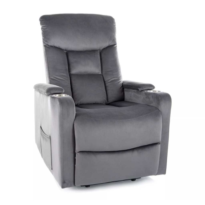 Polohovací křeslo Berville Velvet, šedá