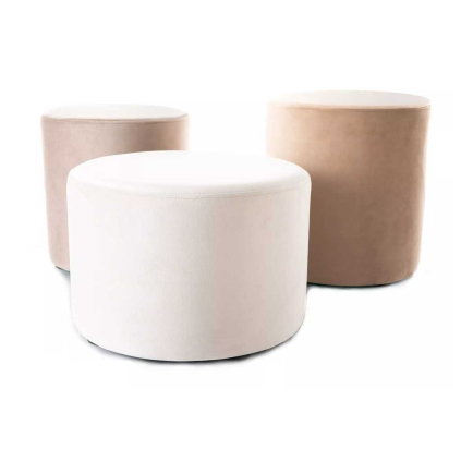 Sada 3x taburet Caen Velvet, mix béžová