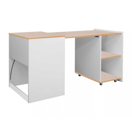 Rozkládací psací stůl Ternant, dub / bílá
