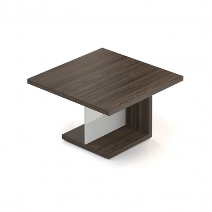 Jednací stůl Lineart 120 x 120 cm, jilm tmavý / bílá